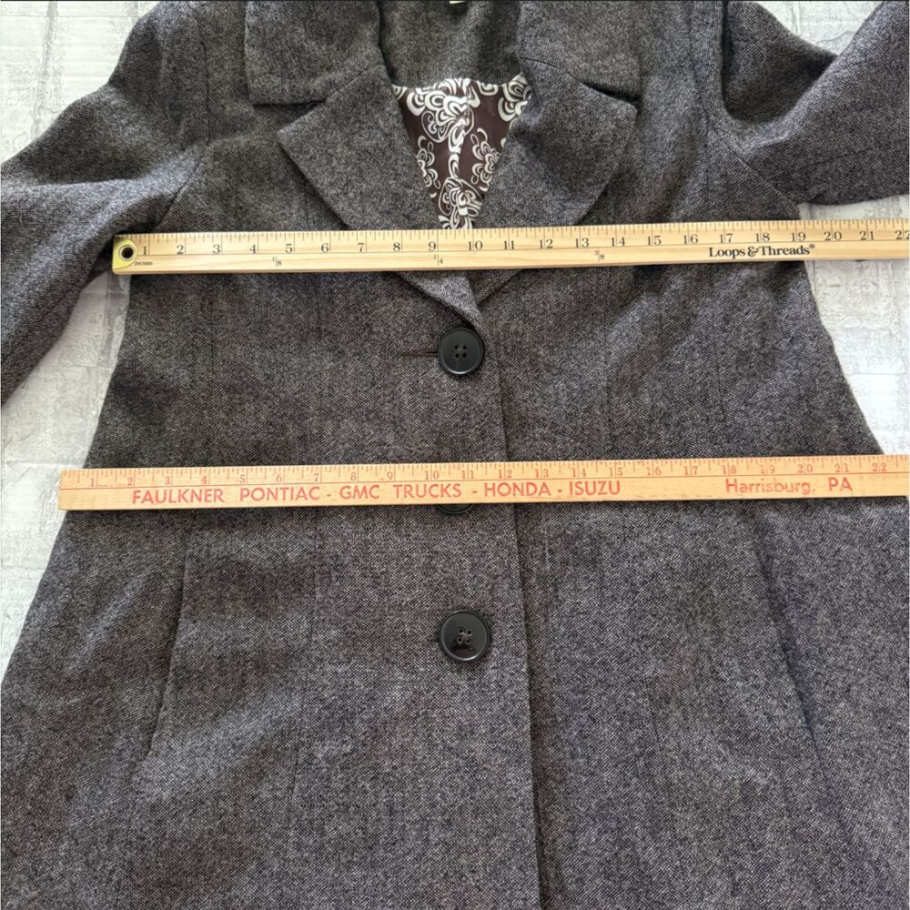 CAbI 169 Shakespeare Gray Black Tweed Wool Blend Dark Academia Swing Coat Sz 4 - Picture 8 of 10